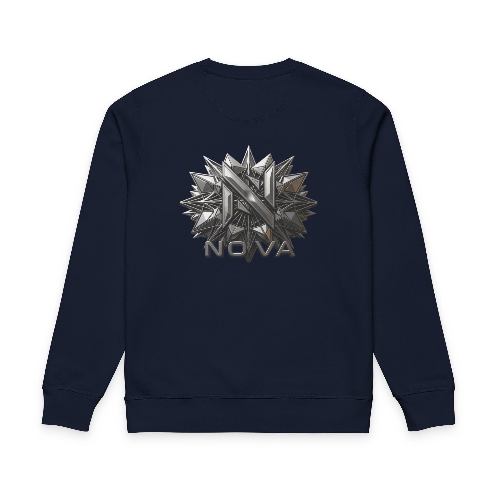 Nova Sweatshirt — Minimal Front, Geometric Star Back Organic Crewneck