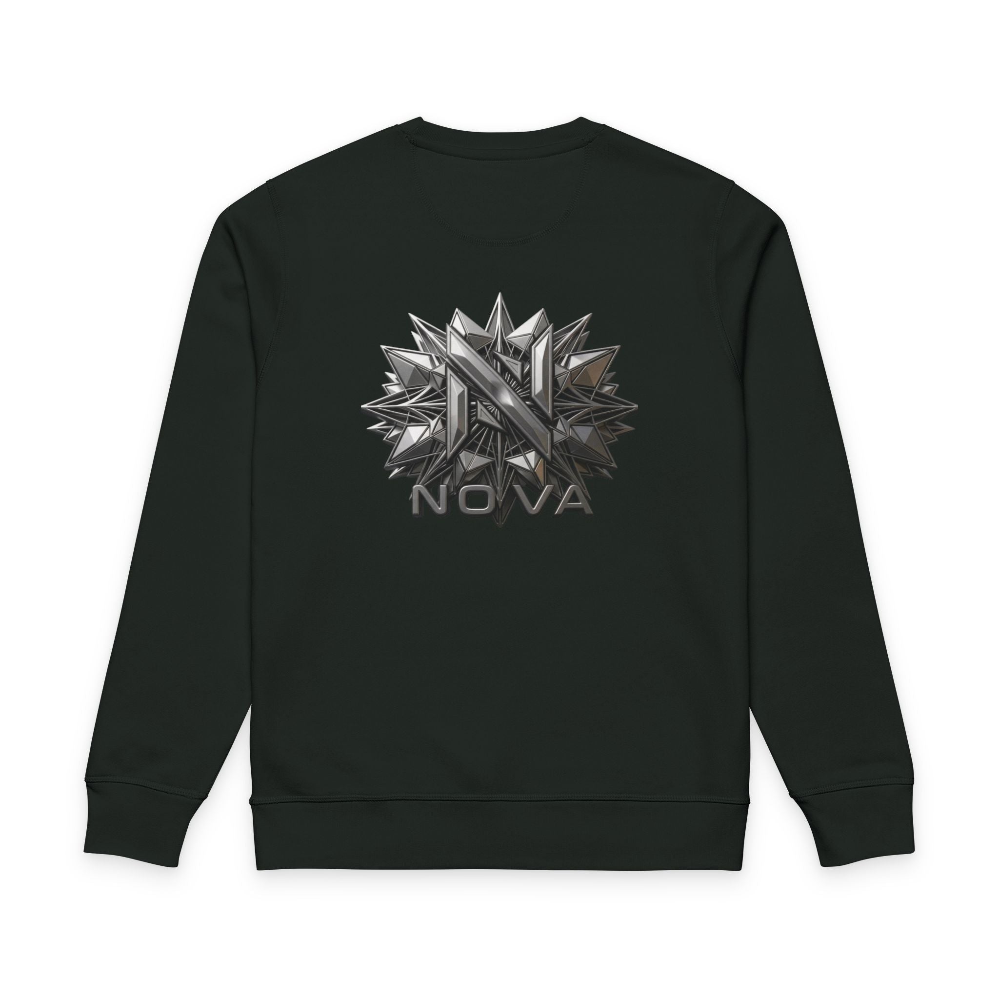 Nova Sweatshirt — Minimal Front, Geometric Star Back Organic Crewneck