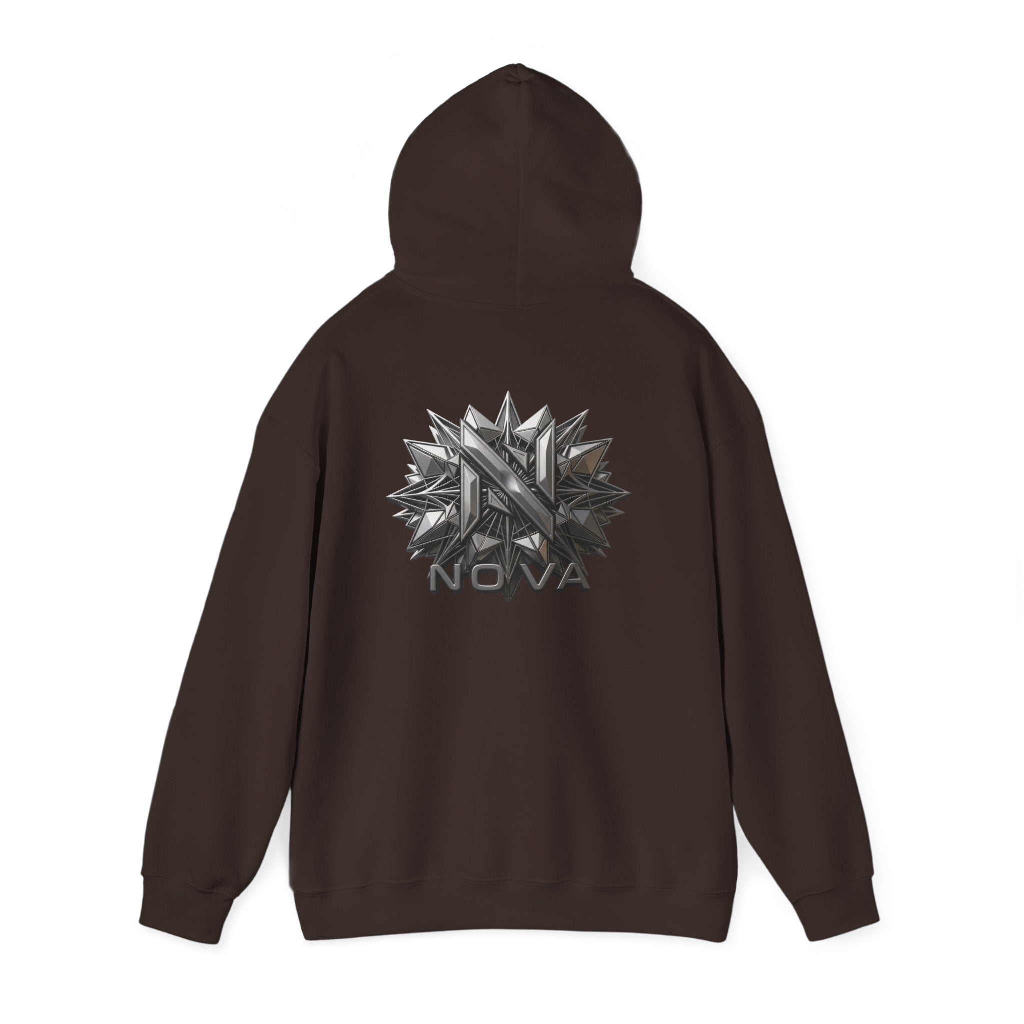 Nova  Hoodie — Geometric Metallic Emblem Pullover