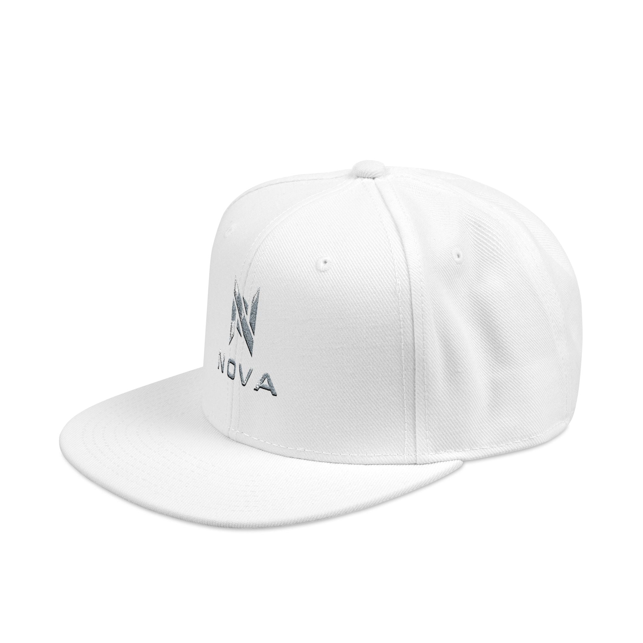 Embroidered Nova Snapback Hat – Black/Charcoal Flat Brim Cap