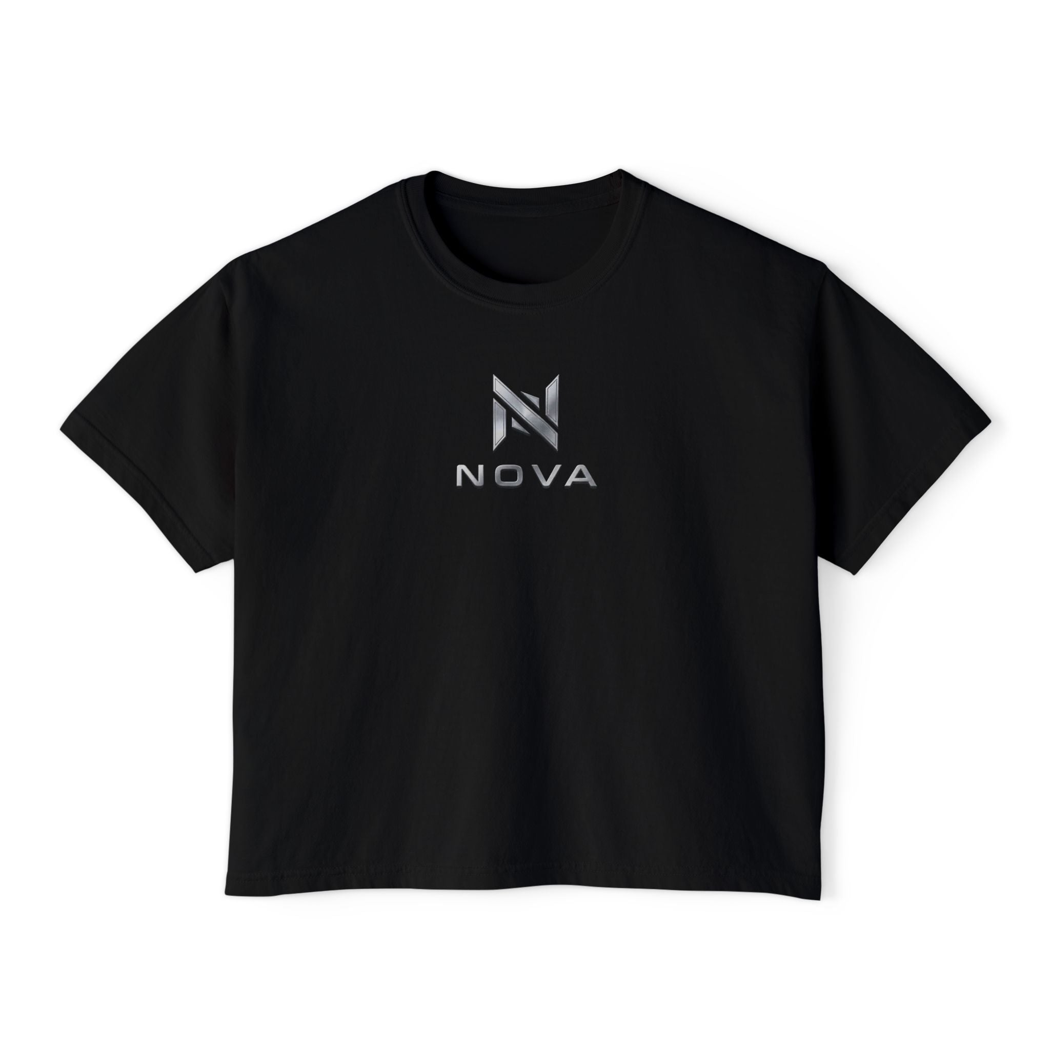 Nova Logo Women's Boxy Tee - Minimalist Graphic Crop T-Shirt