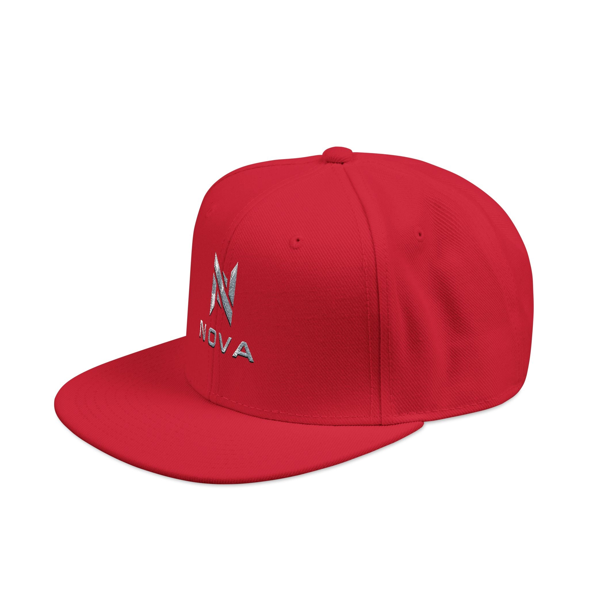Embroidered Nova Snapback Hat – Black/Charcoal Flat Brim Cap