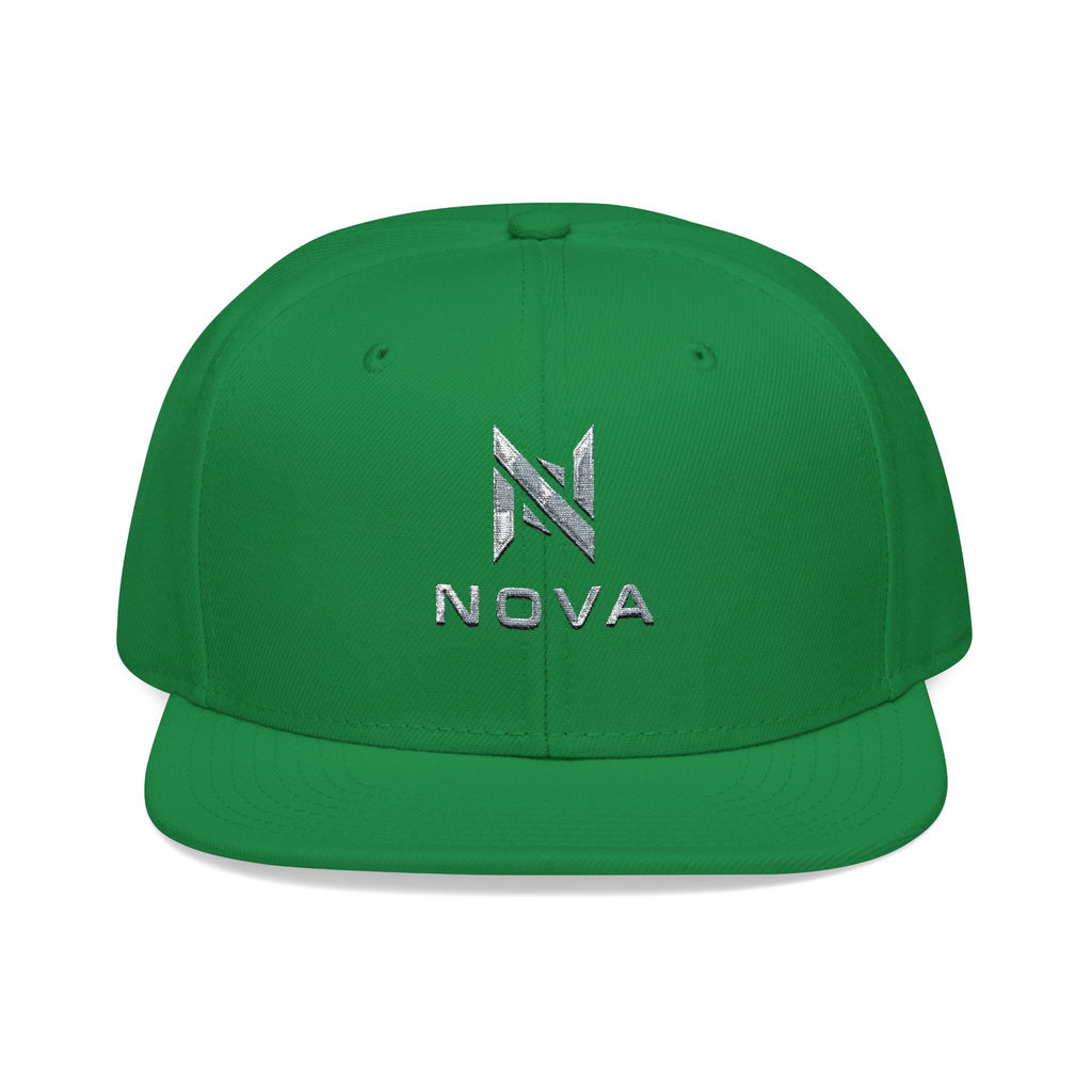 Embroidered Nova Snapback Hat – Black/Charcoal Flat Brim Cap