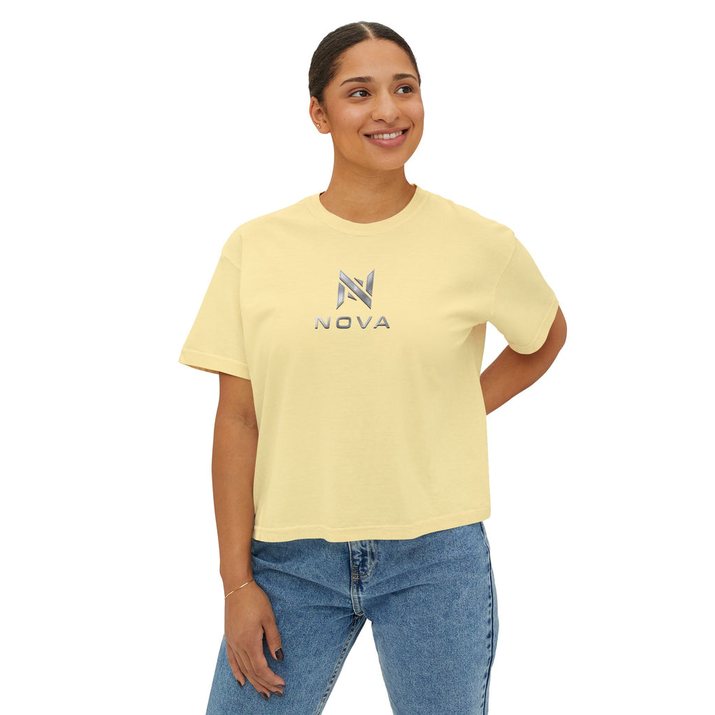 Nova Logo Women's Boxy Tee - Minimalist Graphic Crop T-Shirt