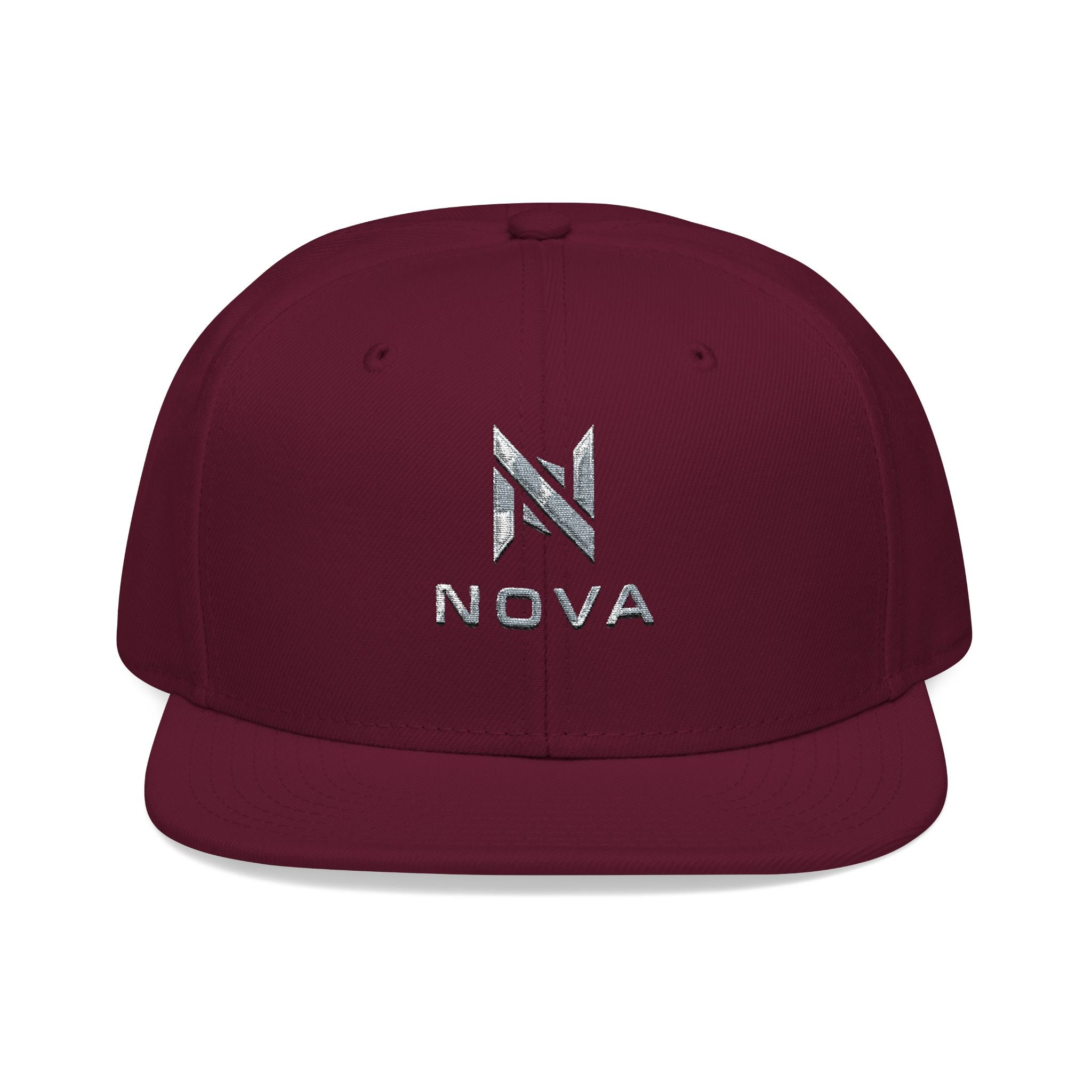 Embroidered Nova Snapback Hat – Black/Charcoal Flat Brim Cap