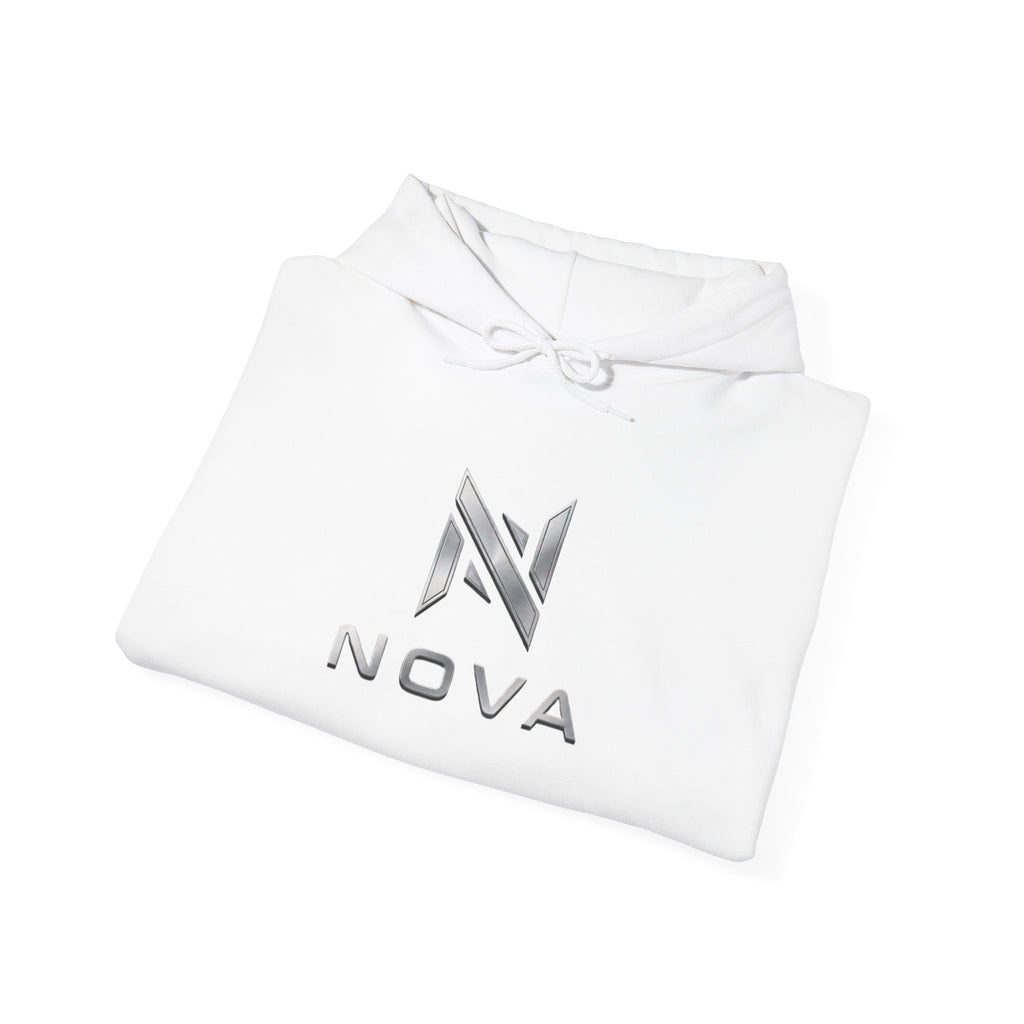 Nova  Hoodie — Geometric Metallic Emblem Pullover